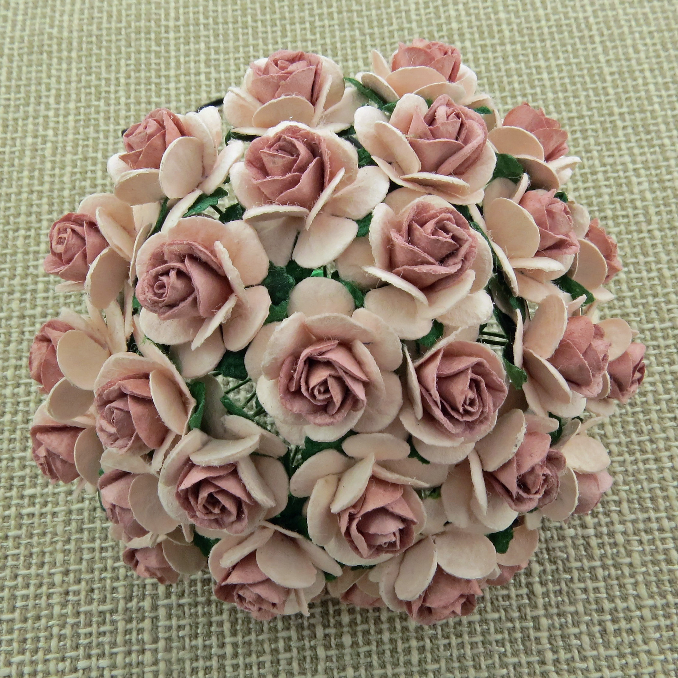 100 2-TONE PINK WITH DUSKY PINK CENTRE MULBERRY PAPER OPEN ROSES